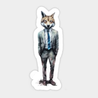 Watercolor Business Fox Sticker